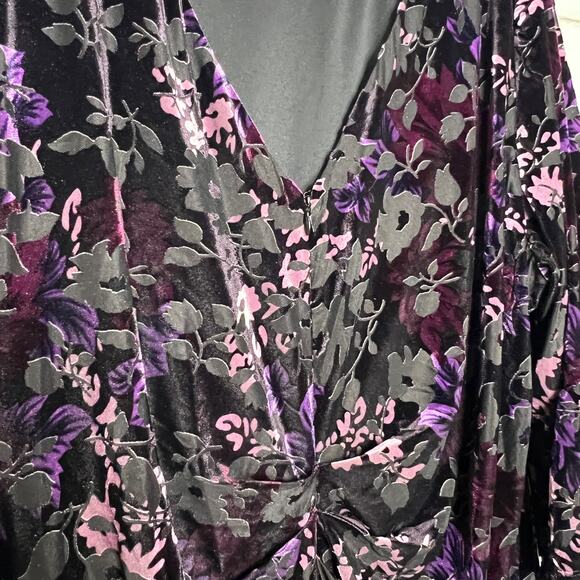 Adrianna Papell Velvet Burnout Sheath Dress Floral Black Purple Plus Size 26W - Picture 10 of 12